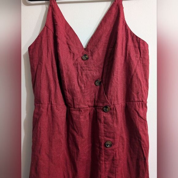 Maurices linen button  front dress rust red, size M - Picture 3 of 6